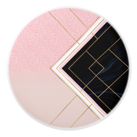 Modernes geometrisches rosa goldfarbenes Design Keramikknauf (Vorderseite)