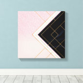 Modernes geometrisches rosa goldfarbenes Design Leinwanddruck (Insitu (Holzboden))