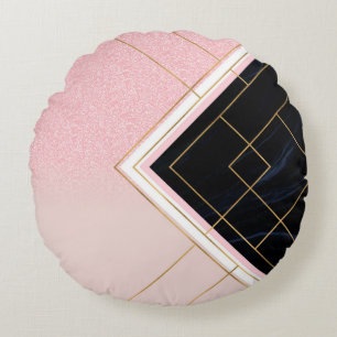Modernes geometrisches rosa goldfarbenes Design Rundes Kissen