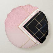 Modernes geometrisches rosa goldfarbenes Design Rundes Kissen (Rückseite)