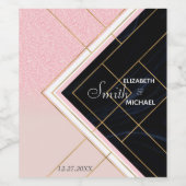 Modernes geometrisches rosa goldfarbenes Design Weinetikett (Einzelnes Label)