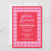Modernes geometrisches rosa Herzmuster Brautparty Einladung (Vorderseite)
