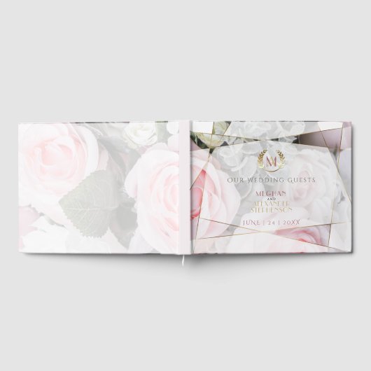 Modernes geometrisches rosa Roses Wedding Gästebuc Gästebuch (Voll)