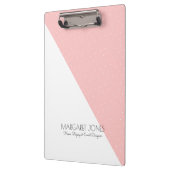 Modernes geometrisches rosa und weißes Design Klemmbrett (Links)