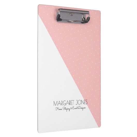 Modernes geometrisches rosa und weißes Design Klemmbrett (Rechts)