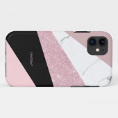 Modernes geometrisches Rose Gold Glitzer weißer Ma Case-Mate iPhone Hülle (Rückseite (Horizontal))