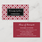 Modernes geometrisches Rot-Schwarz-Innendesign Visitenkarte (Vorne/Hinten)