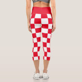 Modernes geometrisches Rot überprüft Capri Leggings (Rückseite)