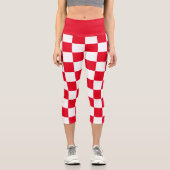 Modernes geometrisches Rot überprüft Capri Leggings (Vorderseite)
