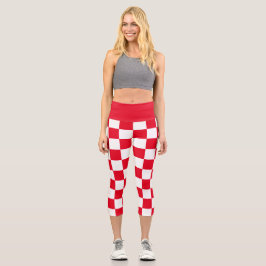 Modernes geometrisches Rot überprüft Capri Leggings