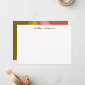 Modernes geometrisches Rotes Olive Green Mit Monog Mitteilungskarte (Vorderseite/Rückseite Beispiel)