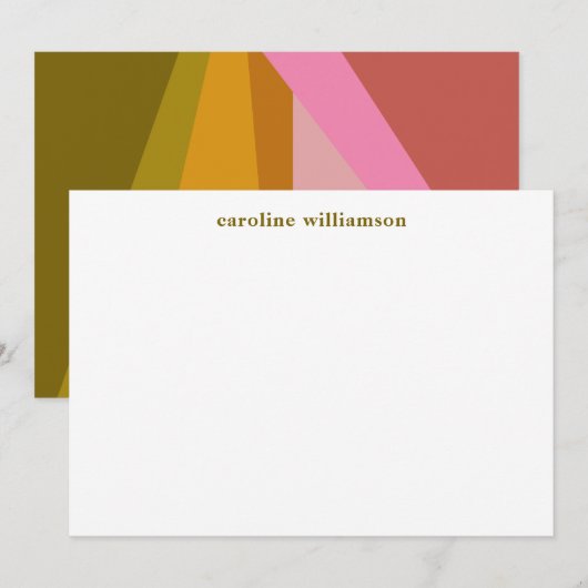 Modernes geometrisches Rotes Olive Green Mit Monog Mitteilungskarte (Vorne/Hinten)