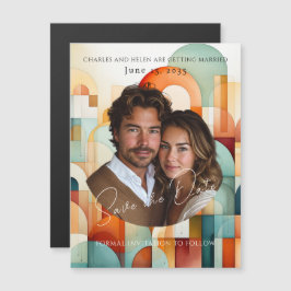 Modernes geometrisches Save the Date, Foto Magnet