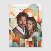 Modernes geometrisches Save the Date, Foto Magnet (Vorderseite)