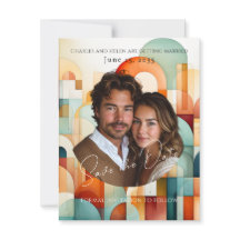 Modernes geometrisches Save the Date, Foto Magnet