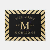 Modernes geometrisches Schwarz & Gold Design Fußmatte (Vorderseite)