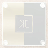 Modernes geometrisches Schwarz-Gold-Monogramm Glasuntersetzer (Rückseite)