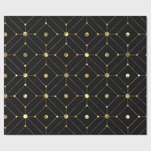 Modernes geometrisches Schwarz-Gold-Muster Geschenkpapier (Flach)
