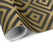 Modernes geometrisches Schwarz & Gold Nahtloses Mu Geschenkpapier (Rolleneckpunkt)
