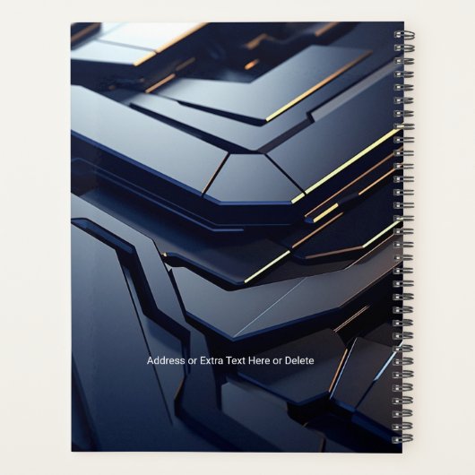 Modernes Geometrisches Schwarz & Grau Design, Name Planer (Rückseite)