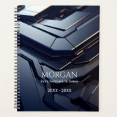 Modernes Geometrisches Schwarz & Grau Design, Name Planer (Vorderseite)