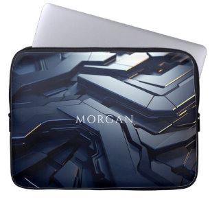 Modernes geometrisches Schwarz-Grau-Design, weißer Laptopschutzhülle