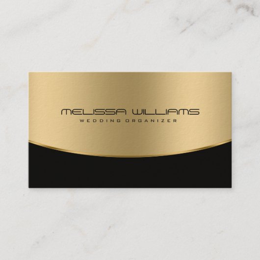 Modernes geometrisches Schwarz & Shiny Gold Design Visitenkarte (Vorderseite)