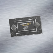 Modernes geometrisches Schwarz & Silber Magnetische Visitenkarte (Beispiel)