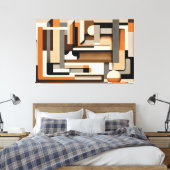 Modernes geometrisches Schwarz, Taupe & Orange aus Leinwanddruck (Insitu (Schlafzimmer))