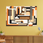 Modernes geometrisches Schwarz, Taupe & Orange aus Leinwanddruck (Insitu (Wohnzimmer))