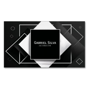Modernes geometrisches Schwarz und Weiß Magnetische Visitenkarte