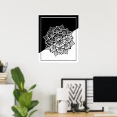 Modernes geometrisches Schwarz-Weiß-Mandala Poster (Heimbüro)