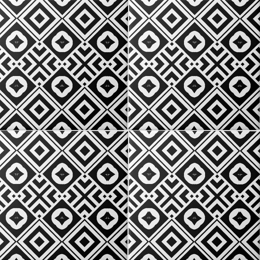 Modernes geometrisches Schwarz-Weiß-Muster Fliese