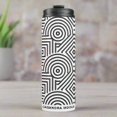 Modernes geometrisches Schwarz-Weiß-Muster für Mon Thermosbecher