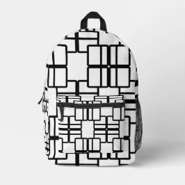 Modernes, geometrisches Schwarz-Weiß-Rucksack Bedruckter Rucksack