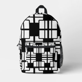 Modernes, geometrisches Schwarz-Weiß-Rucksack Bedruckter Rucksack