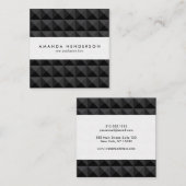 Modernes geometrisches Schwarzes Quadrat Muster Quadratische Visitenkarte (Vorne/Hinten)