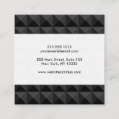 Modernes geometrisches Schwarzes Quadrat Muster Quadratische Visitenkarte (Rückseite)