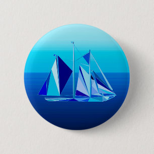 Modernes geometrisches Segelboot / Yacht, Cobalt B Button