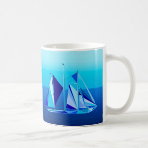 Modernes geometrisches Segelboot / Yacht, Cobalt B Kaffeetasse