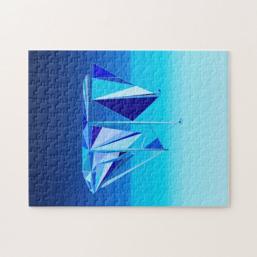 Modernes geometrisches Segelboot / Yacht, Cobalt B Puzzle (Horizontal)