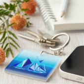 Modernes geometrisches Segelboot / Yacht, Cobalt B Schlüsselanhänger (Vorderseite rechts)