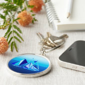 Modernes geometrisches Segelboot / Yacht, Cobalt B Schlüsselanhänger (Seite)