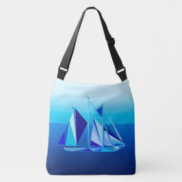 Modernes geometrisches Segelboot / Yacht, Cobalt B Tasche