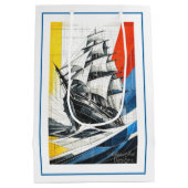 Modernes geometrisches Segelschiff Mittlere Geschenktüte (Rückseite)