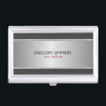 Modernes geometrisches Silver Gray Metallic Design Visitenkarten Dose<br><div class="desc">Elegante moderne,  geometrisch silbergraue Metallstruktur mit dunkelgrauen dekorativen Streifen. Entsprechende Visitenkarte verfügbar</div>