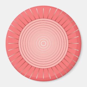 Modernes geometrisches Sunburst - Deep Coral Pink Magnet