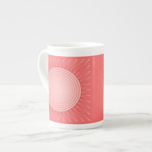 Modernes geometrisches Sunburst - Deep Coral Pink Porzellantasse