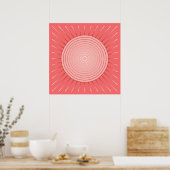 Modernes geometrisches Sunburst - Deep Coral Pink Poster (Küche)