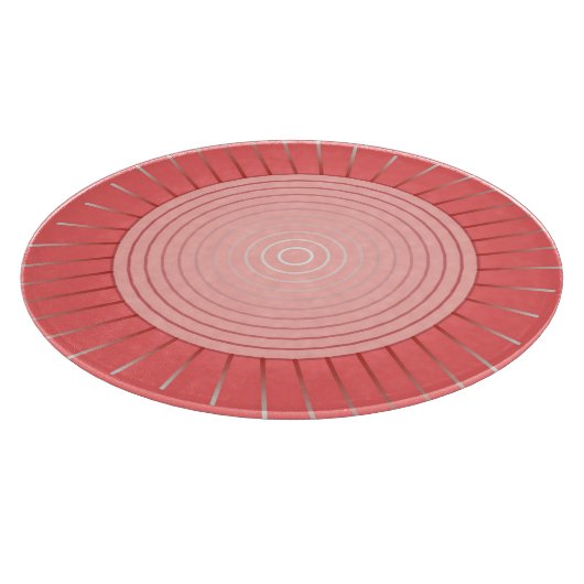 Modernes geometrisches Sunburst - Deep Coral Pink Schneidebrett (Ecke)